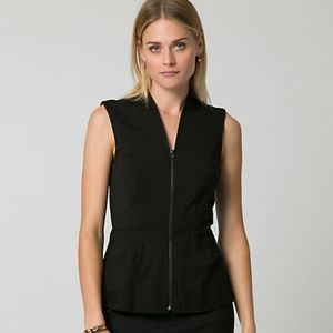 Womens Black Ponte Zip Front Peplum Top Sz XXL